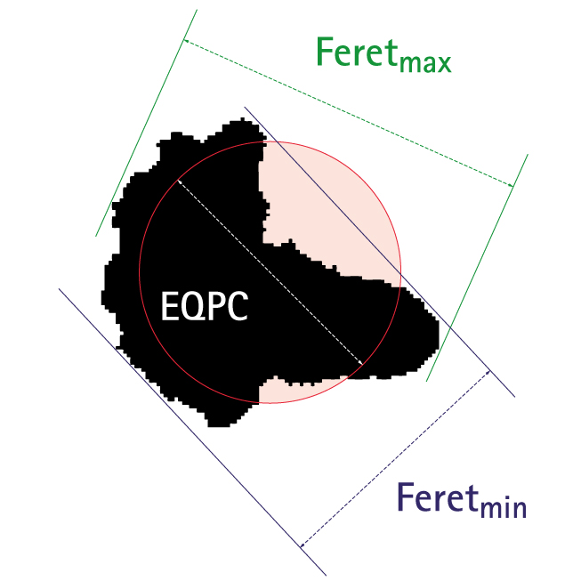 FERET diameter of milk powder particles